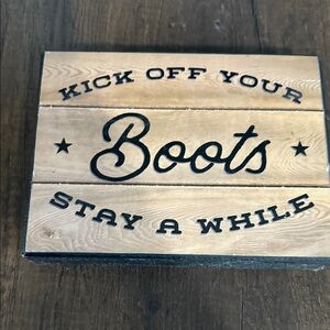 Rustic Wooden Sign with Black Lettering